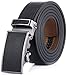 Marino Men’s Genuine Leather Ratchet Dress Belt With Automatic Buckle, Trim to Fit Enclosed in an Elegant Gift Box - Netted - Jet Black - Adjustable from 38