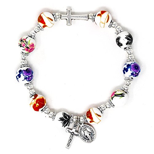 Catholic Gift Shop Single Decade Miraculous Rosary Bracelet with Miraculous Medal, One Decade Bracelets & Lourdes Prayer Card.