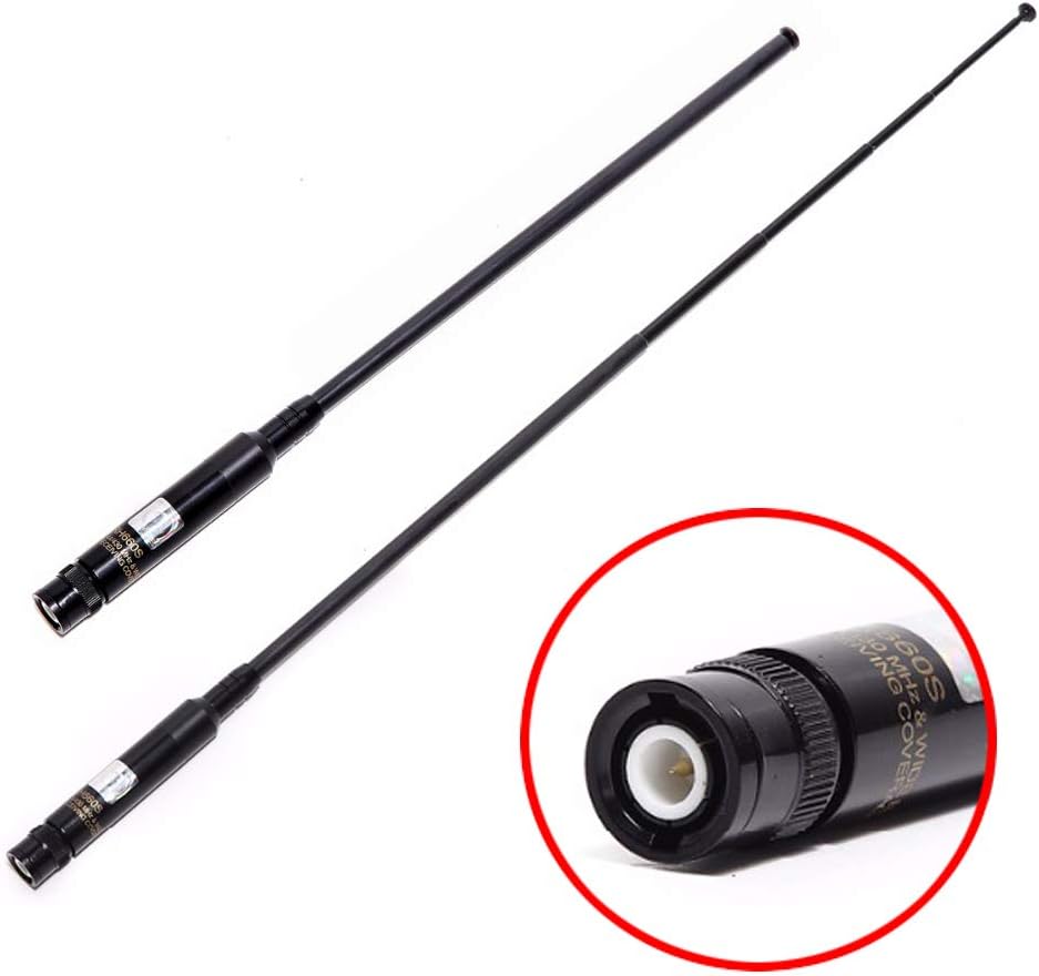 TengKo RH-660S BNC Dual Band VHF UHF 144/430MHz Telescopic Antenna High Gain Two Way Radio Antenna for Kenwood ICOM IC-V8 IC-V80 IC-V82 IC-V85 TK100 CB Radio Baofeng Ham Walkie Talkie