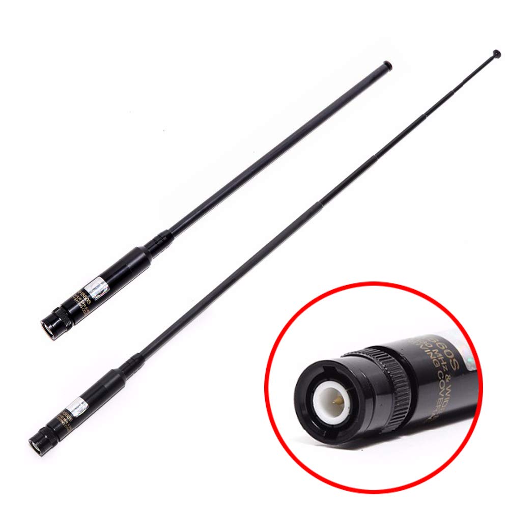 TengKo RH-660S BNC Dual Band VHF UHF 144/430MHz Telescopic Antenna High Gain Two Way Radio Antenna for Kenwood ICOM IC-V8 IC-V80 IC-V82 IC-V85 TK100 CB Radio Baofeng Ham Walkie Talkie