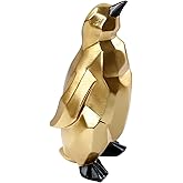 IDORTYBB Abstract Geometric Penguin Sculpture Animal Statue Art Figurine Home Decorations for Living Room Book Shelves TV Bar Cabinets Desk Decor Table Centerpieces Ornaments (Penguin Gold, Small)