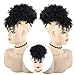LEOSA Afro Puff Drawstring Ponytail Bun with Bangs Synthetic Short Kinky Curly Ponytail Updo Hair Extensions with Two Clips Natural Looking Curly Women
