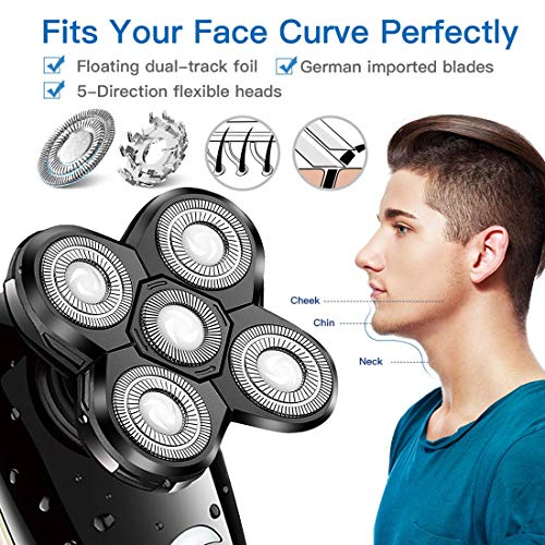 Electric Razors for Men Shaver for Bald Head,Rechargeable 5 in 1 Rotary Shavers Grooming Kit for Men Waterproof Beard… - Image 3