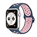 AdMaster Compatible with Apple Watch Band 42mm 44mm,Soft Silicone Replacement Wristband Compatible with iWatch Series 1/2/3/4 - S/M WhiteBlack/MidnightBlue VintageRose/BarelyRose PearlPink