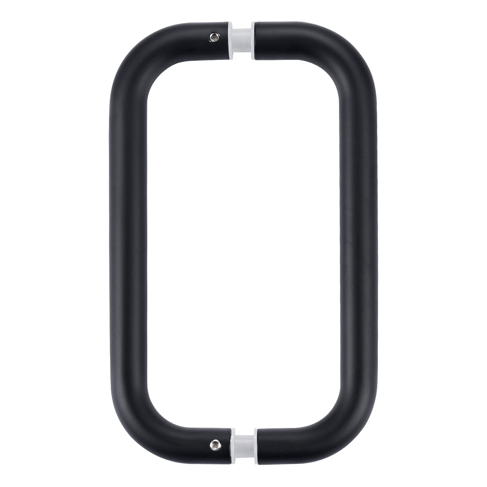 Ranbo Shower Glass Door Handle, 203mm (8 Inch) Hole Centres, Matt Black, 304 Stainless Steel, 1.0mm Thick Tube, Fits 6–12mm (1/4"–1/2") Glass, for Bathroom Door Installation or Replacement.