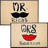 Home Decor Set Of 2 Matching Indoor Accent Rugs Doormats For Bedroom, Funny, Unique And Personalized Couples Housewarming and Anniversary Gift For Him and Her
