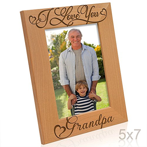 Kate Posh I Love You Grandpa-Natural Wood Engraved Picture Frame-Father's Day Gifts, Christmas Gifts, Gifts for Grandfather, Grandparent's Day Gits, New Grandma Picture Frame (5x7-Vertical) - Thumbnail 4