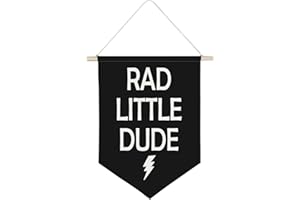 QODUNG Rad Little Dude Canvas Banner,Neutral Cool Canvas Hanging Pennant Wall Flag Decor for Teen room Playroom Kids room