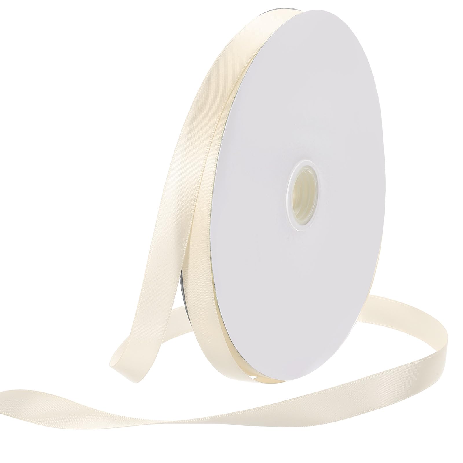 Rebower 15mm Satin Ribbon 46m Thick Double Face Grosgrain Silk Ribbon, [for Gift Wrapping, Hair Bows, Wedding, Cake, Flower] - 50 Yard/150ft/ Beige