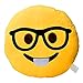 EvZ Emoji Glasses Boy Face Emoticon Cushion Stuffed Plush Soft Pillow, Official Certified, 32cm Yellow
