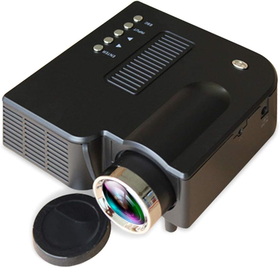 Mini home pico projector LED projector HD 1080P playback focusing lens, can deliver 60-inch large screen, suitable for home theater, conference room video slideshow,Black