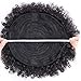 AISI QUEENS Afro Puff Clip On Synthetic Ponytail Extension for Black Women, Natural Black Short Kinky Bun for Natural Hair(1B#)