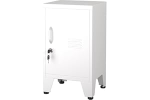 Locker Nightstand Metal Cabinet Single Door Lockable Coffee Table Storage with Adjustable Shelf and Feet Suitable for Bedside