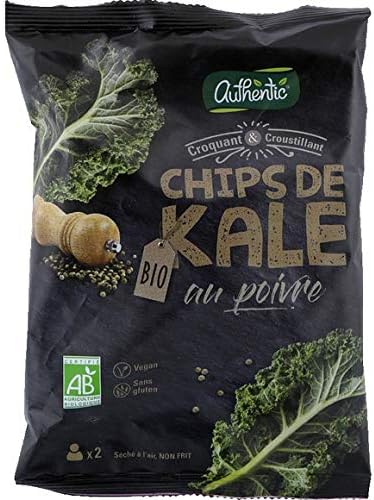 Authentic - Organic Kale Chips with Pepper - Chips De Kale Bio Au Poivre - The 40G Package - Price Per Unit - Fast Delivery