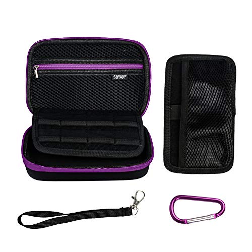 Soyan Carrying Case for Nintendo New 3DS XL and 2DS XL, with 16 Game Card Holders, Fits Wall Charger (Purple Zippers)