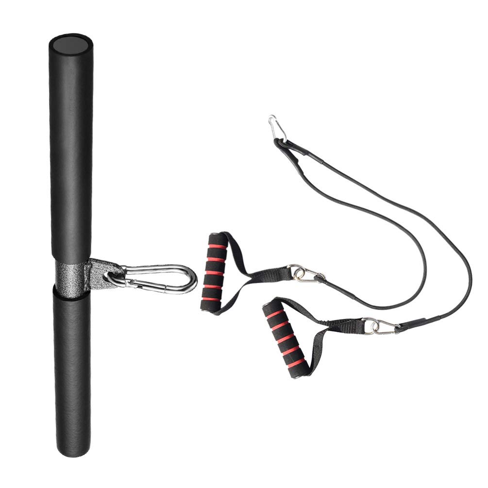 VICASKY DIY Rotating Straight Bar Bicep Pull Bar with Alloy Cable Rope Foam Flying Handles Weight Machine Accessories for Home Gym Black