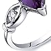 PEORA Simulated Alexandrite 3-Stone Teardrop Ring for Women 925 Sterling Silver, Color-Changing, 1.75 Carats Pear Shape 9x6mm, Size 6