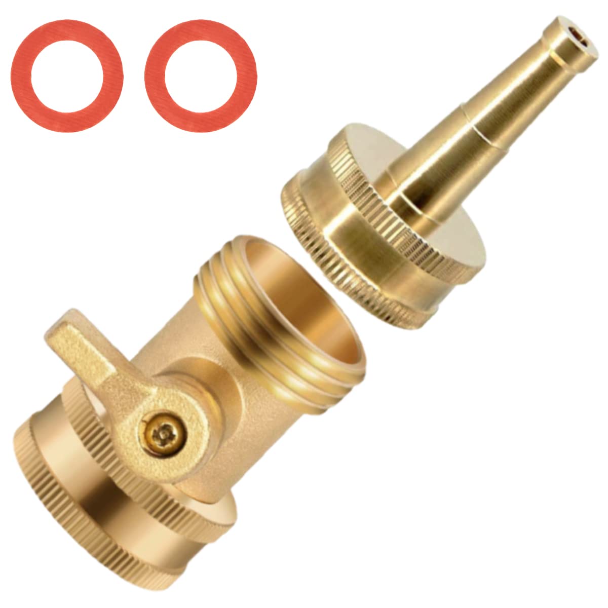 Photo 1 of SHOWNEW High Pressure Hose Nozzle, Solid Brass Water Hose Jet Nozzle Sprayer Sweeper with Hose Shut Off Valve, Heavy Duty 3/4" GHT Jet Nozzles for Garden Hose - 1 Set