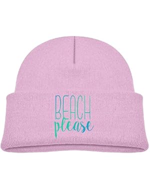 Kids Humor Art Word Quote Green Blue Beach Please Casual Flexible Winter Knit Hats/Ski Cap/Beanie/Skully Hat Cap