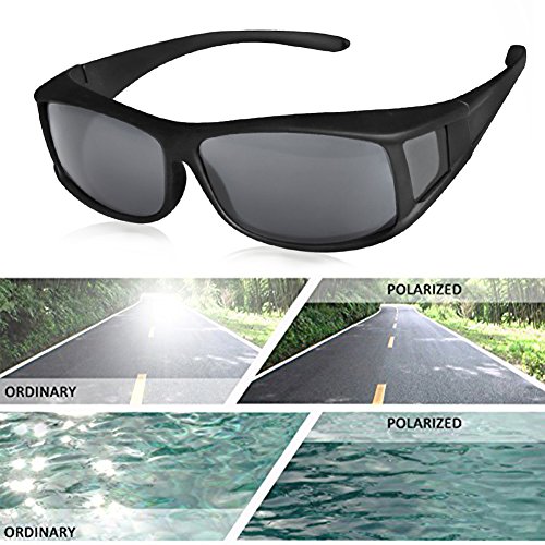 Solar Shield Fits over Glass Sunglasses for Driving Flying Boating Fishing and Snowing by Yonovo,Smoke - Thumbnail 3