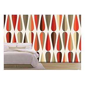 Vector Mid Century Style Retro Seamless Pattern with...