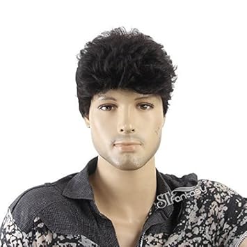 Stfantasy 12 Handsome Short Natural Black Curly Men Wigs Tangle
