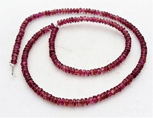 AAA QUALITY PINK TOURMALINE FACETED RONDELLE LOOSE GEMSTONE BEADS 14" INCH STRAND, Ruby Necklace