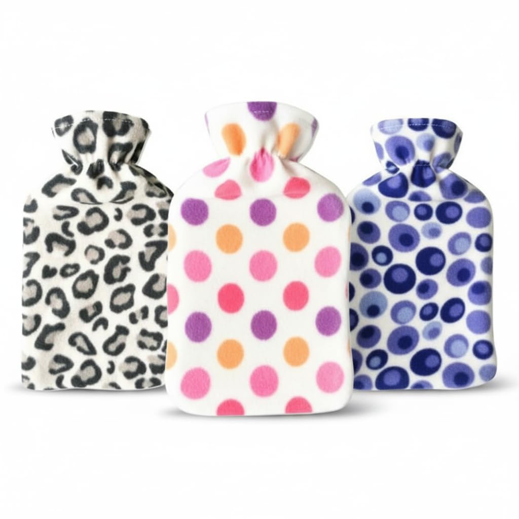 LUXFAB Large 2L Hot Water Bottle with Soft Fleece Cover (2 Litre, Hot Water Bottle with Cover)