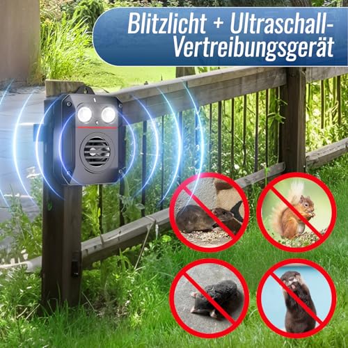 ADOGO Marten repellent with ultrasound, marten deterrent with flash light and sensor control, marten protection for car, marten deterrent battery operated, marten deterrent attic