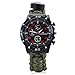 Men Women Emergency Survival Watch with Paracord,Compass,Whistle,Fire Starter, Analog Watches, Survival Gear,Water Resistant,Adjustable (Army)
