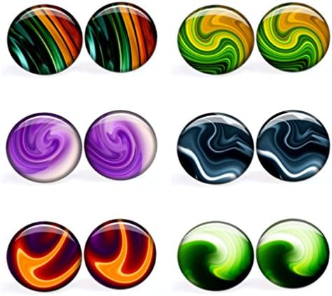 Cheap 6 Assorted Girls Blue Green Red Stainless Steel Stud Earrings Set Sensitive Ear Studs Nickel Free
