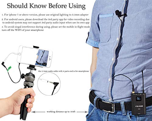 FULAIM 4-CHAN UHF Wireless Lavalier Microphone System w/Real-time Audio Monitor for iPhone Android Smartphones DSLR Camera, Professional Video Recording Mic System for Interview Youtube Vlog (MX10) - Thumbnail 5