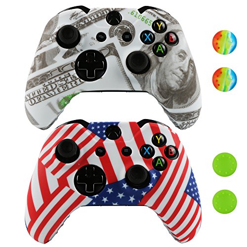 LZETC(TM)Silicone Cover for Xbox One Remote - 2 Pack Combo for Microsoft Xbox 1 Wireless Gamepad Flag