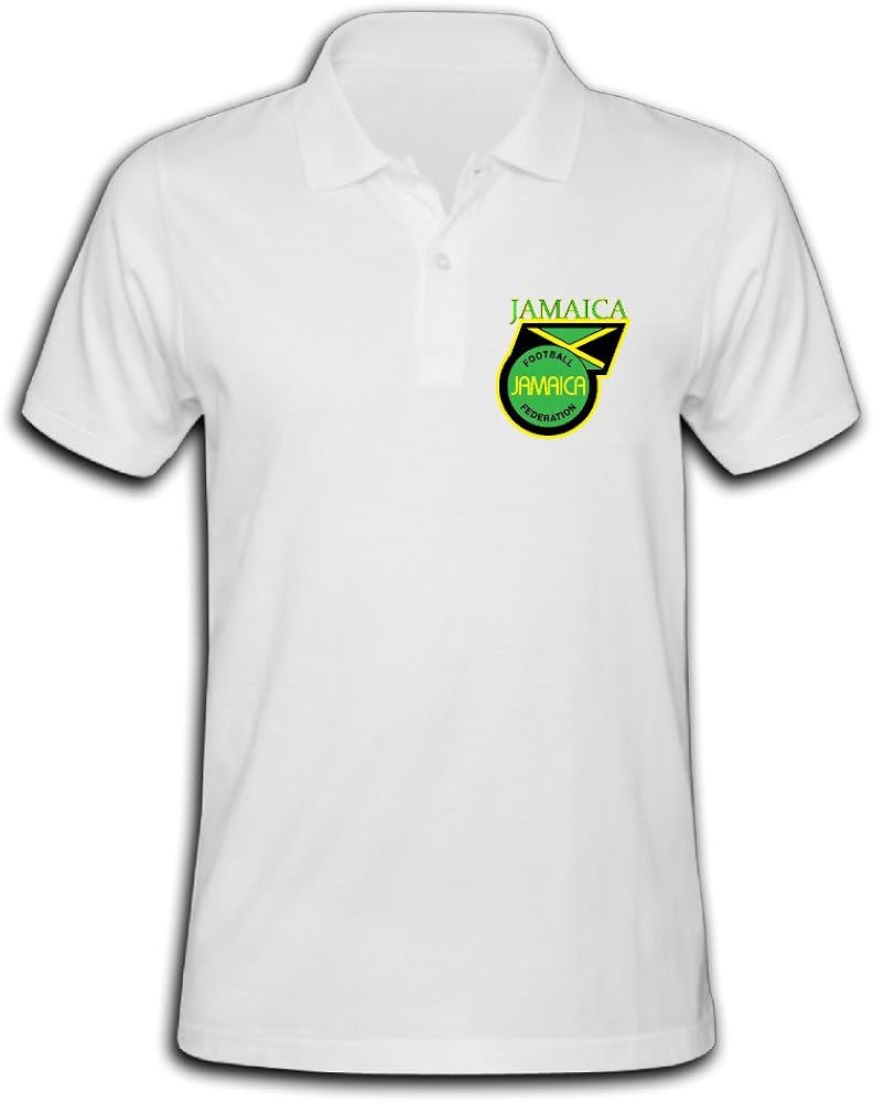 Men's Jamaica 2016 Football Team Logo Solid Short Sleeve Pique Polo Shirt
