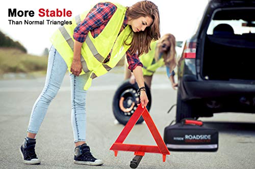 RISEN Premium Roadside Assistance Car Emergency Kit + Bonus First Aid Kit - Auto Safety Kit Contains Jumper Cables, Warning Triangle, Tow Rope, Screw Kit (63 Pcs/Pack)