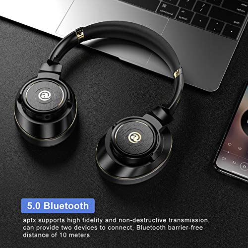 Bluetooth Wireless Headphones Over Ear Metal HiFi Stereo Headset