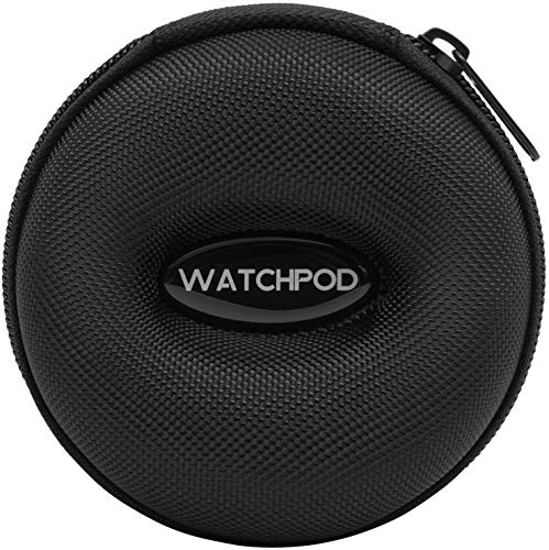 WATCHPOD Travel Watch Case | Single Watch Box w/Zipper for Storage | Cushioned Round Portable Watch Case for Travel | Fits All Wristwatches and Smart Watches up to 50mm (Black) - Thumbnail 4