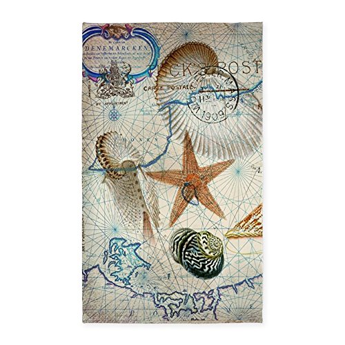 CafePress Seashells Nautical Map Vintage Anchor 3’X5′ Area R Decorative