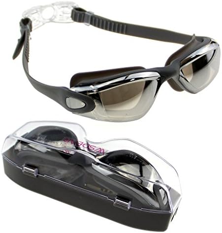 wsdear Anti Fog Adjustable Buckle UV Protection Swimming Goggles with Case - Gray