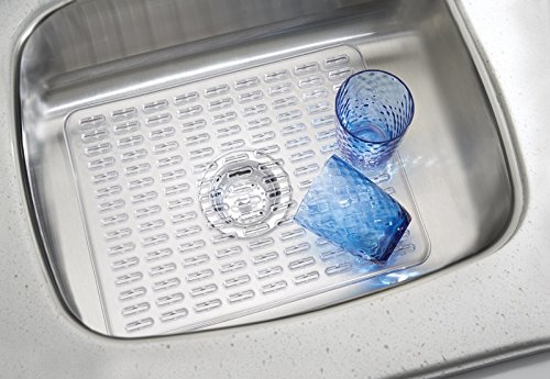 mDesign Kitchen Sink Protector Mat - Large, Clear