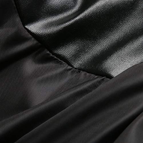 Tsmile Women Oblique Zipper Motorcycle Jacket Plus Size Street Faux Leather Lapel Pocket Belt Gothic Punk Coat Tops - Thumbnail 6