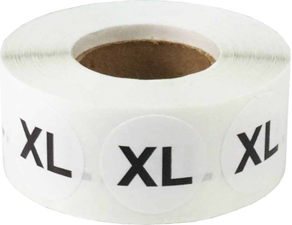 White/Black XL Standard Size Stickers for Shirts 19.1 mm 0.75 Inch Round 500 Count