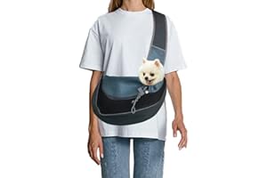 FEimaX Pet Dog Sling Carrier Puppy Pet Slings Bag for Small Dogs Cats Satchel Carriers Breathable Mesh Hand Free with Adjustable Strap Doggie Crossbody for Outdoor Travel (Small, Black)