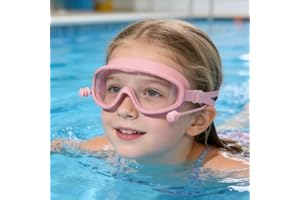 Kids Swimming Goggles Anti-Fog with Tall Frame, Waterproof Protective Lenses & Integrated Earplugs
