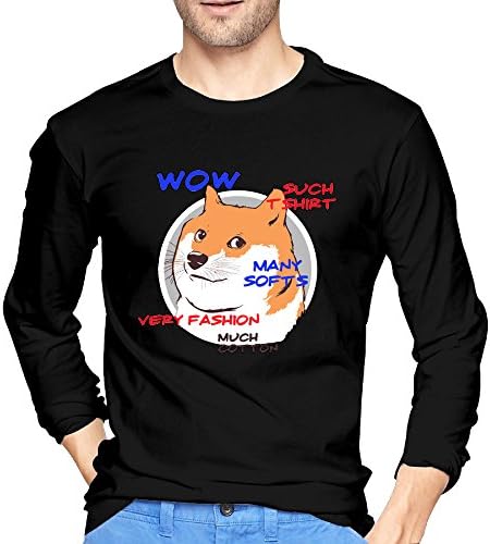 Men's Long Sleeve Cool Doge Wow Fashion Unique Fitted T-shirts Tee