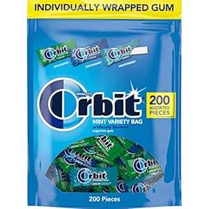 ORBIT Peppermint, Spearmint, &amp; Wintermint Assorted Sugar Free Chewing Gum Pack, 13.4 oz 200-Piece