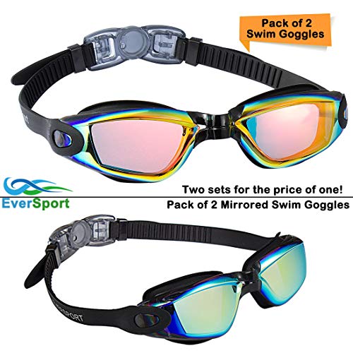 EverSport Swim Goggles, Pack of 2 Swimming Goggles, Swim Glasses No