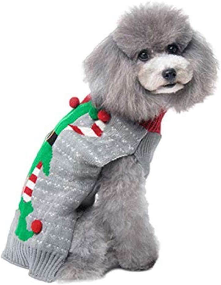 ABRRLO Dog Christmas Jumper Ugly Elf Outfits Grey Xmas Pet Sweater Puppy Cat Holiday Costume New Year Clothes Gift for Small Medium Large Dogs (Gray Elf,XS) - Image 4