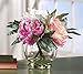 Faux Peony Floral Bouquet in Vase, Pink