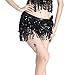 ZLTdream Sequin Belly Dance Hip Scarf with Rows of Fringe Belt Tassel Sparkel Skirt for Women & Girl Rave Outfit Black